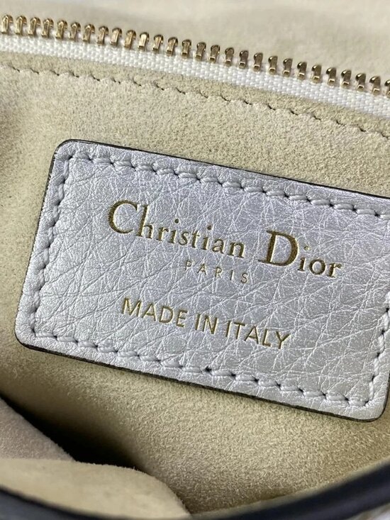 DIOR/ChristianDior Lady Dior Medium Bag Silver Leather Handbag main image 11